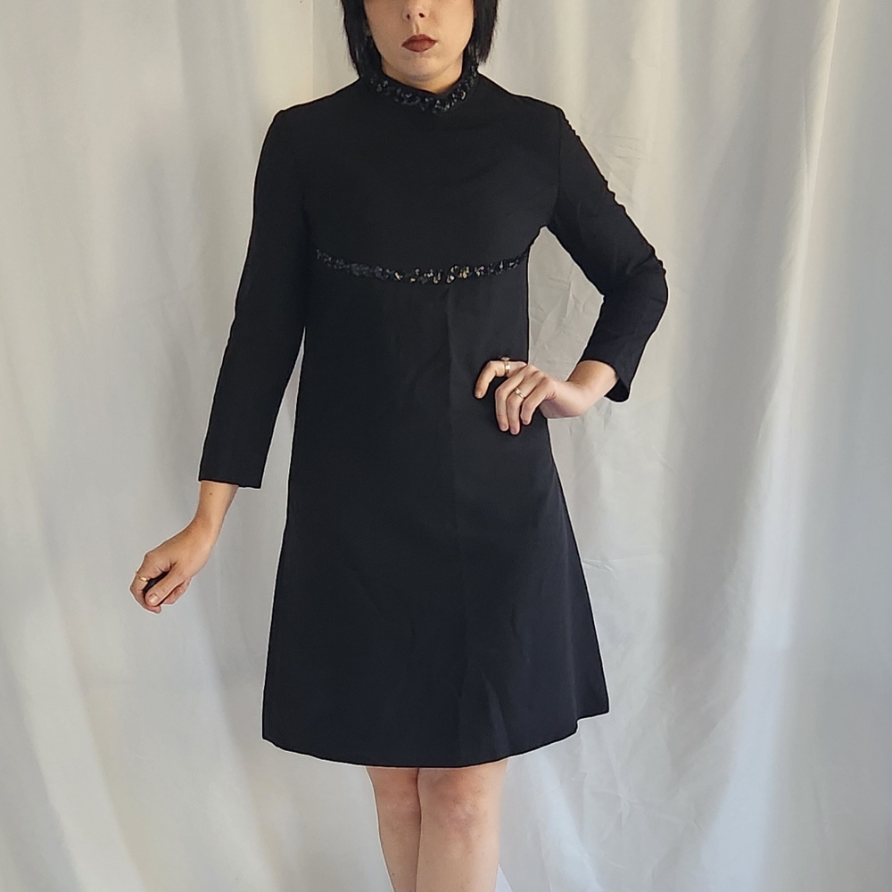 60s Mod Black Mini Dress